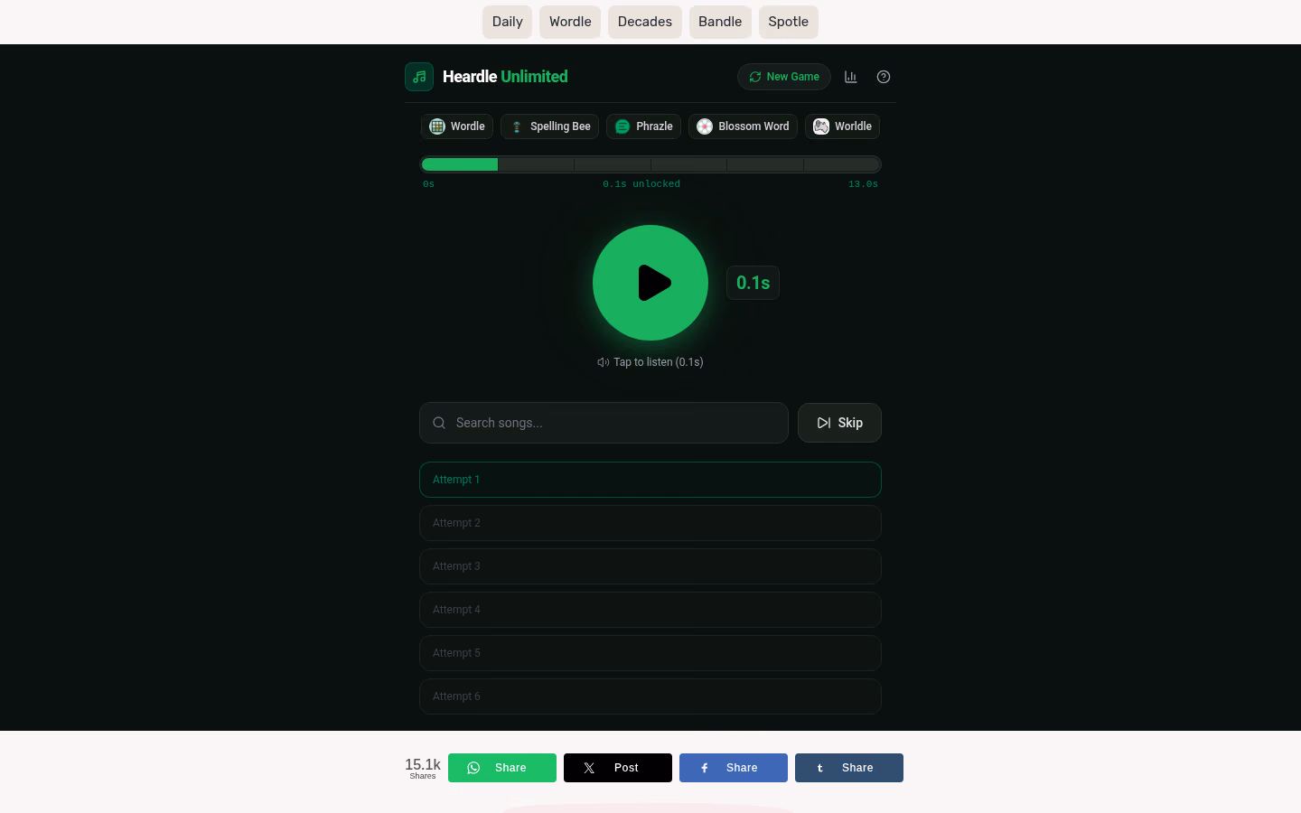 Heardle game screenshot