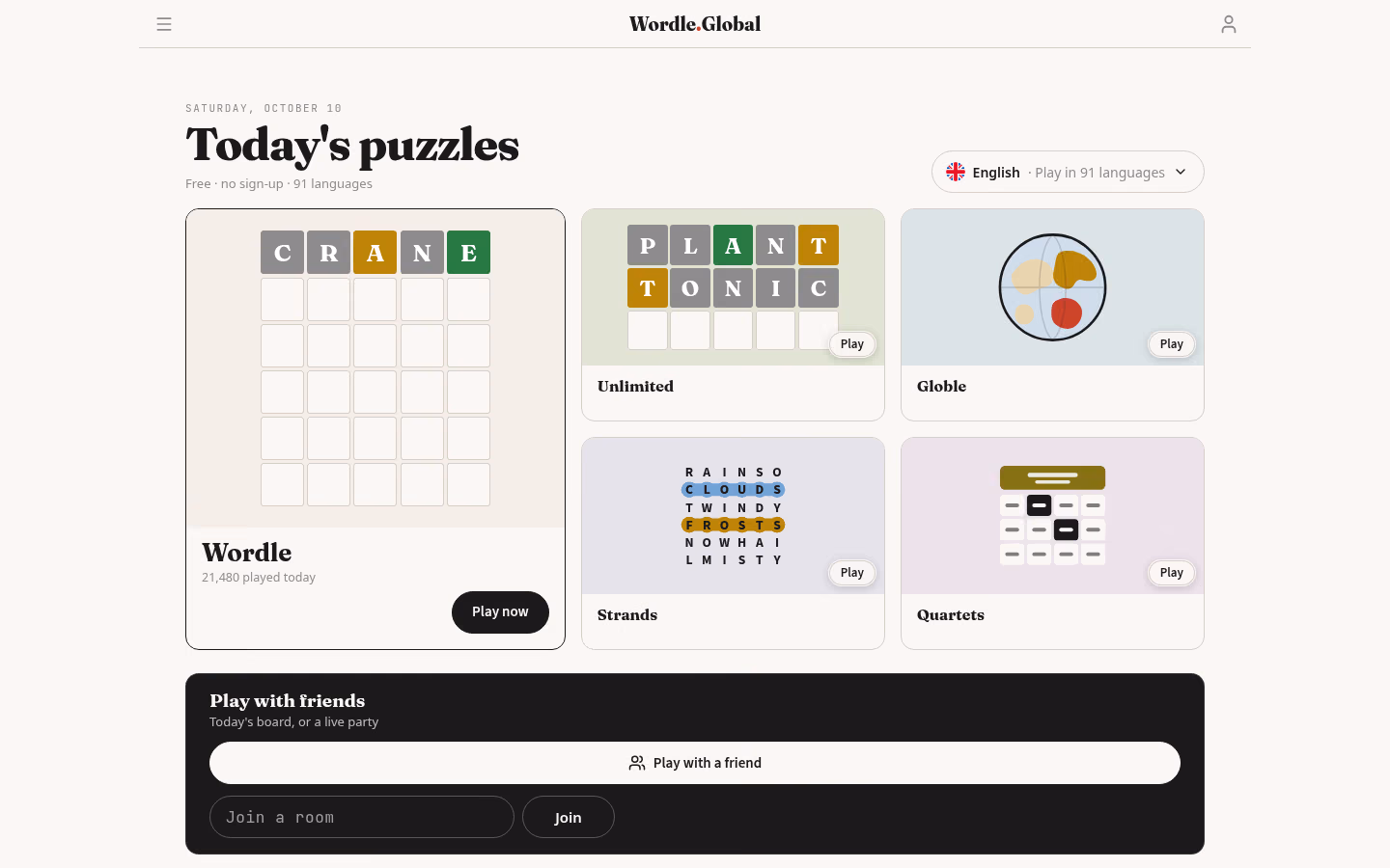 Wordle Global game screenshot